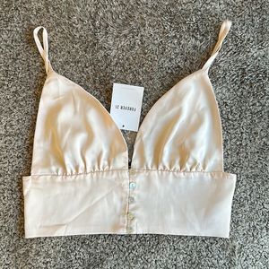 Forever 21 Cream Satin Crop Top